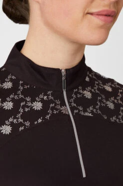 Horze Kaitlin Damen Trainings-/ Turniershirt Mit Kurzen Ärmeln Und Blumendetail -Reiter's Paradies 33585 AFBR 6