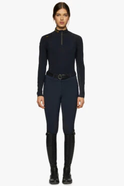 Cavalleria Toscana R-Evo Epaulet Reißverschluss Poloshirt -Reiter's Paradies 338119 DB BL 1